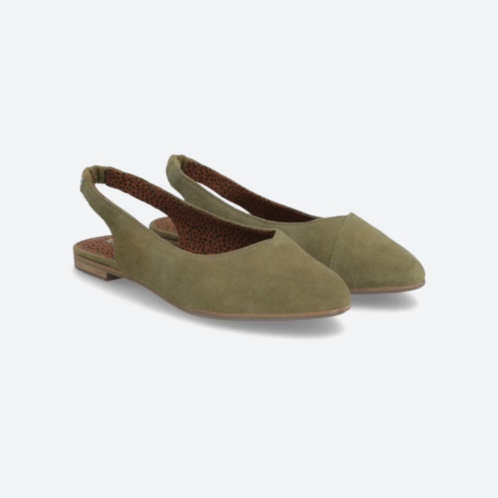 TOMS Julie Suede Slingback Flats Green Size 10